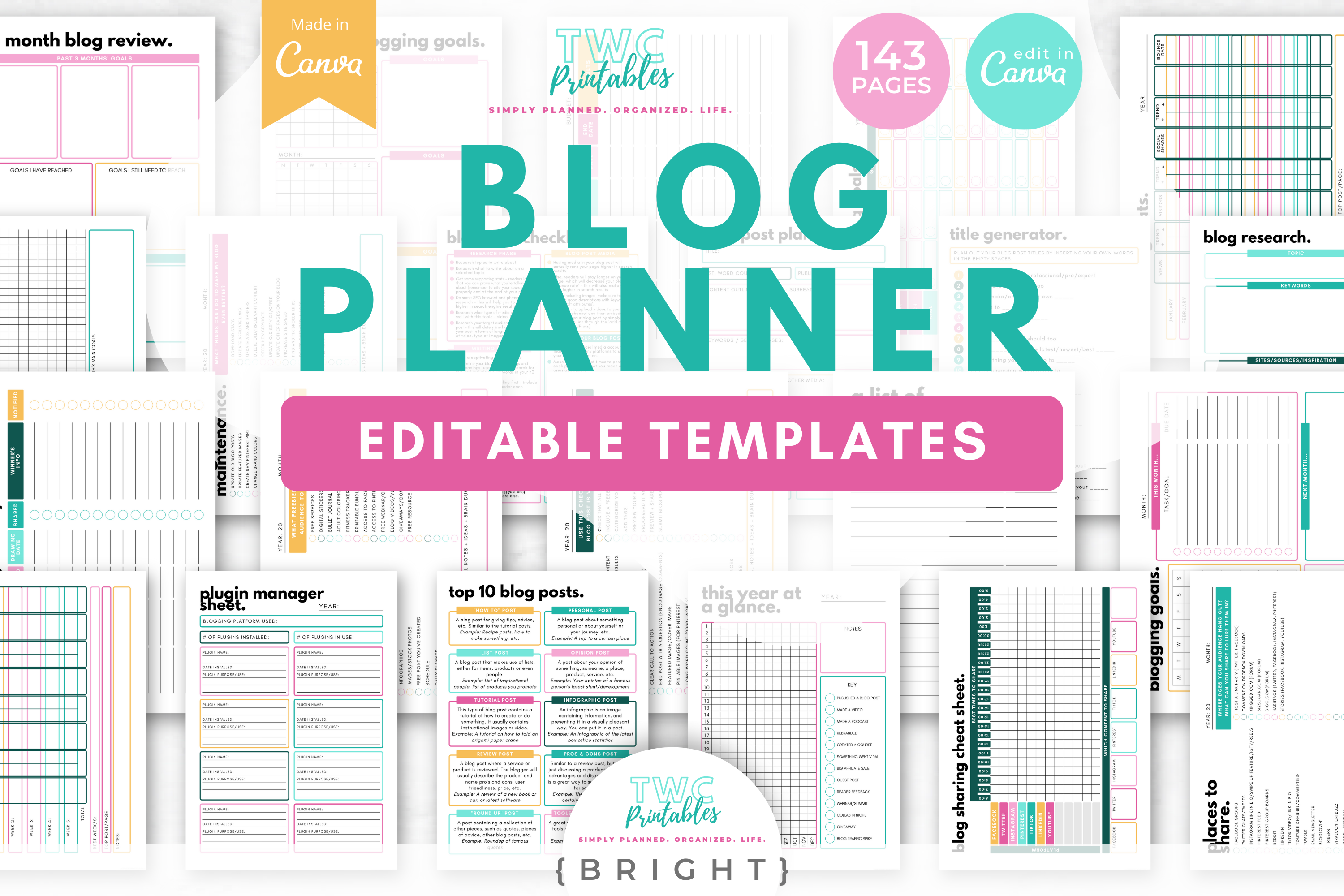 Blog Planner | Canva Templates | BRIGHT