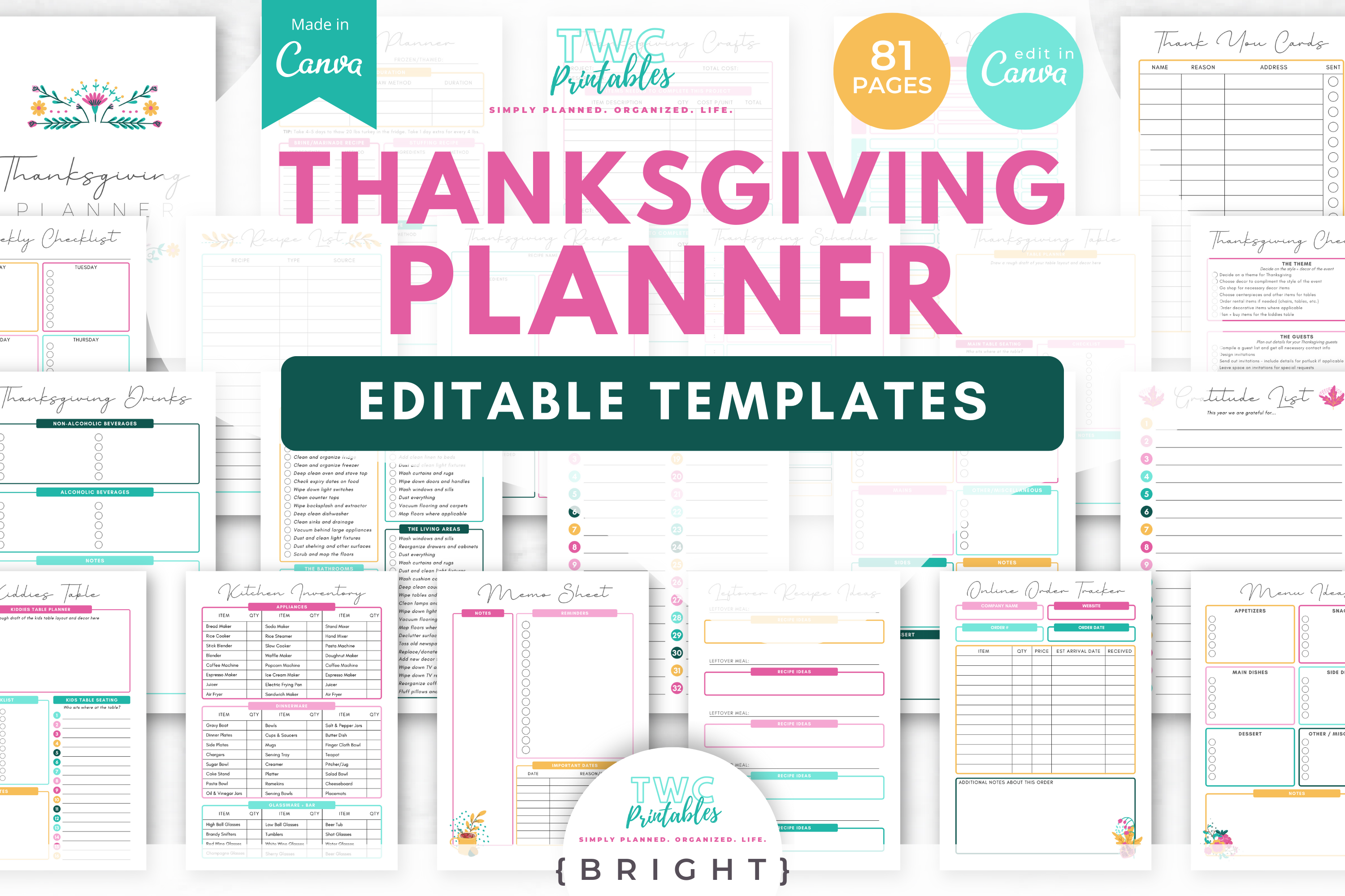 Thanksgiving Planner | Canva Templates | BRIGHT