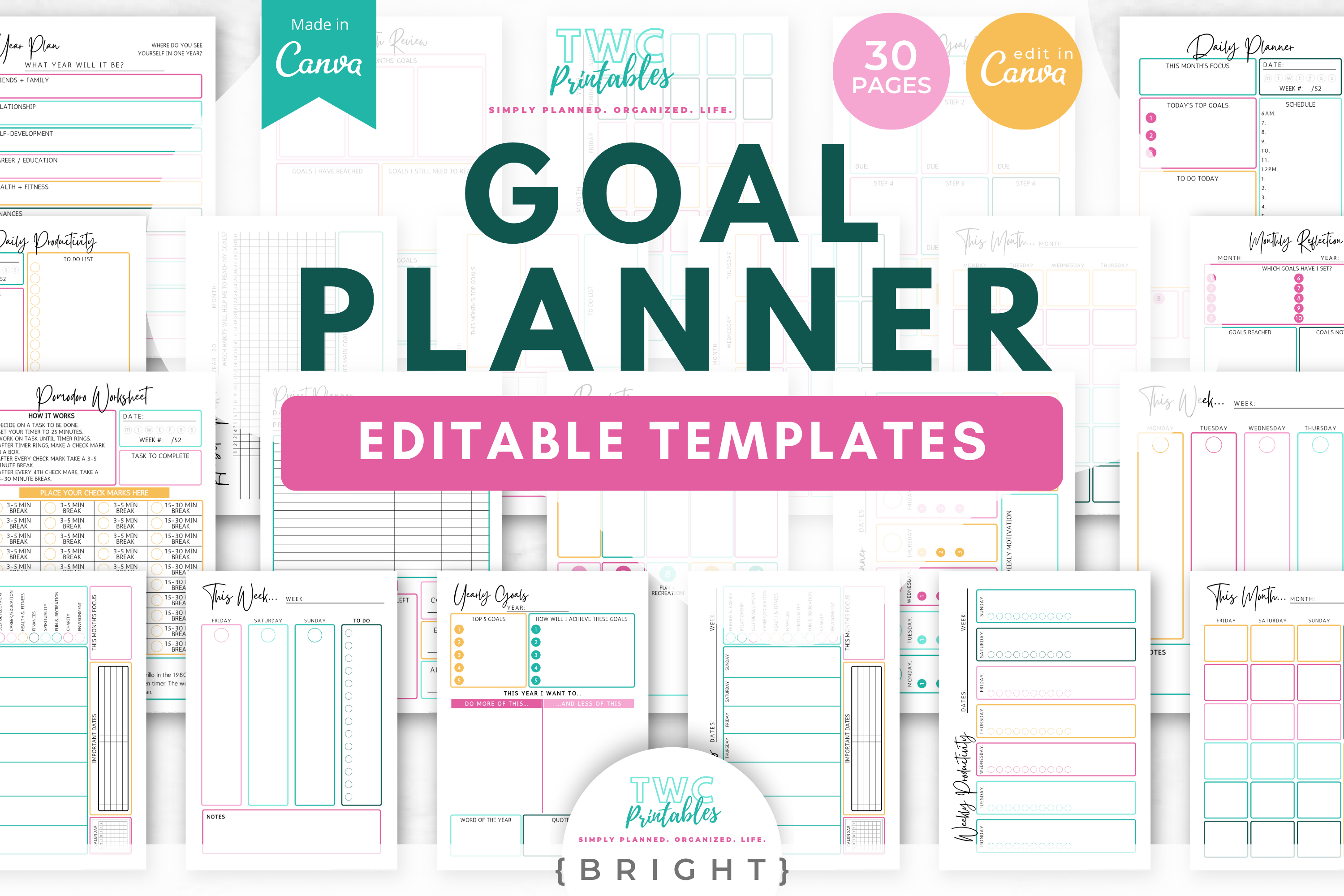 Goal Planner | Canva Templates | BRIGHT