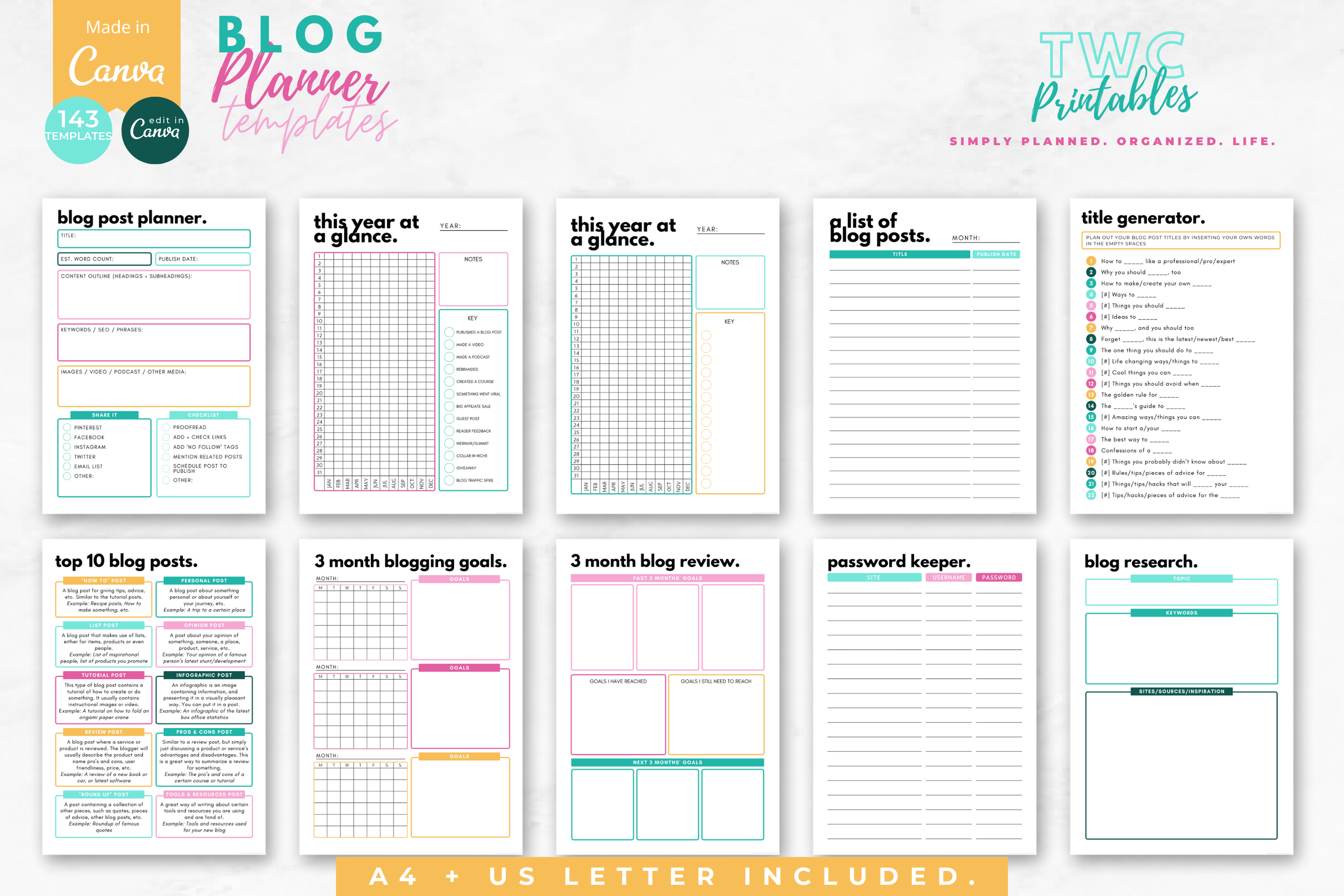 Blog Planner | Canva Templates | BRIGHT