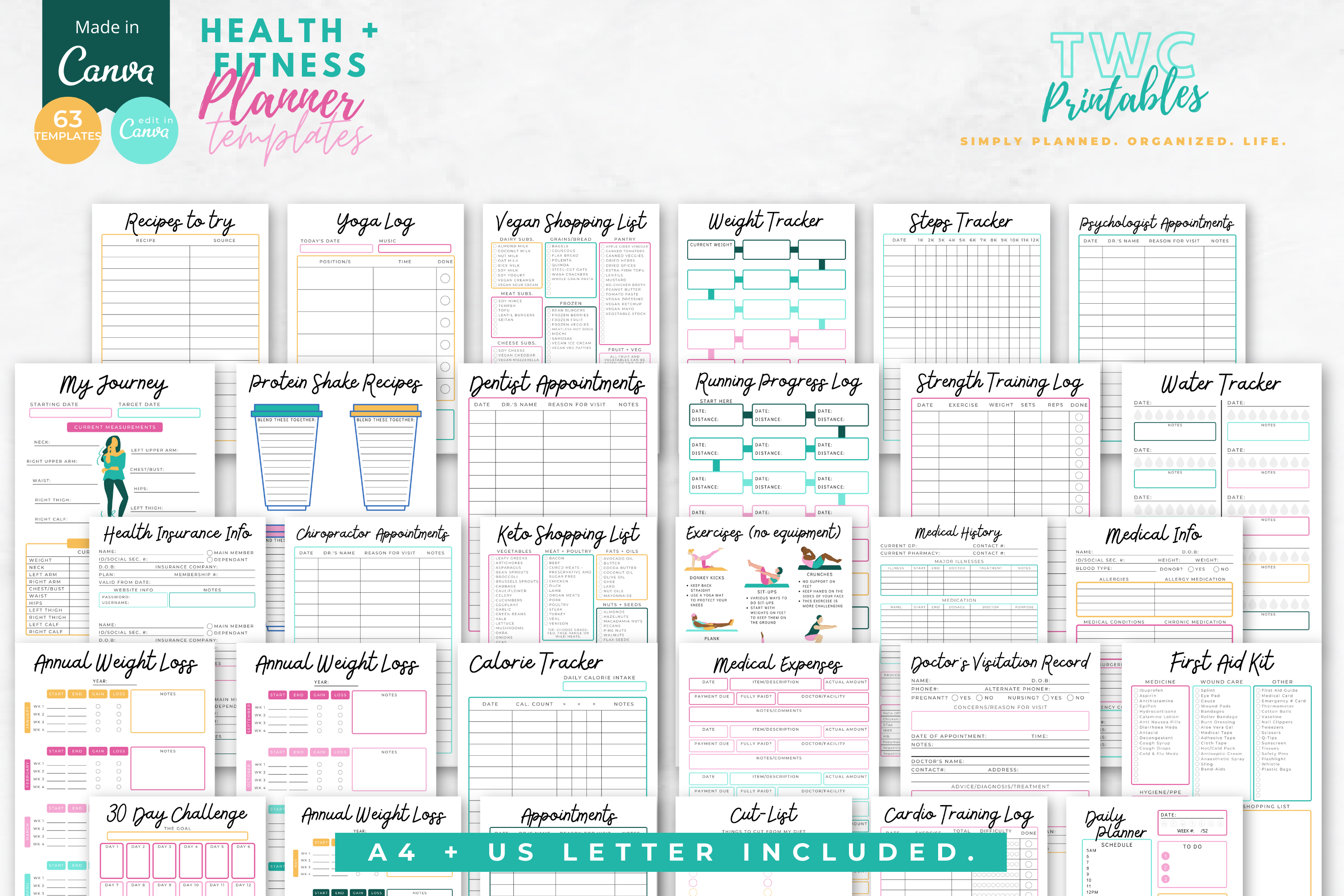 Health & Fitness Planner | Canva Templates | BRIGHT
